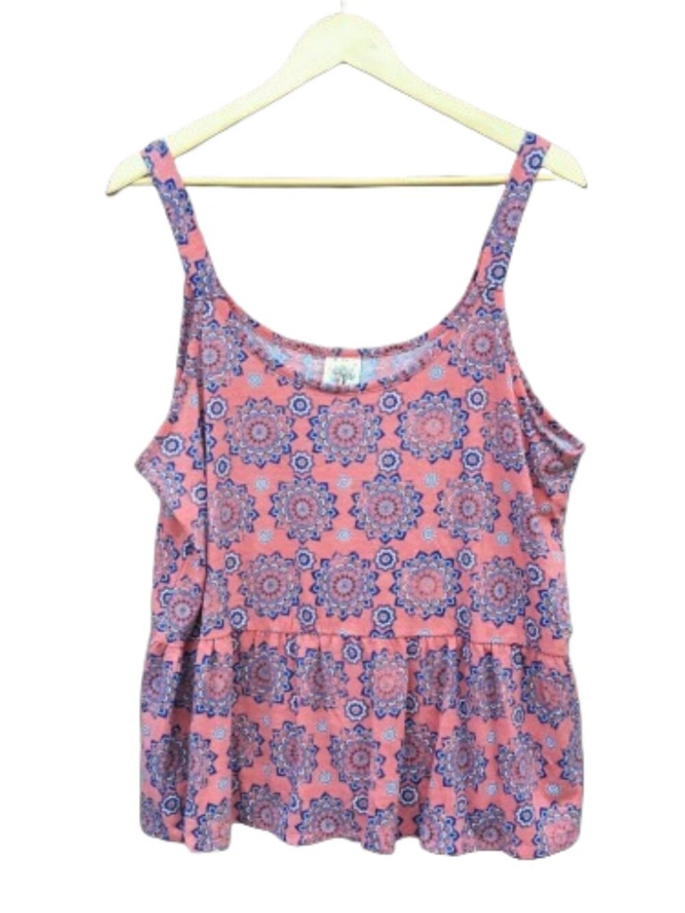 Self Esteem Sleeveless Boho Peplum Tank Top Juniors 1X Flowy Tiered